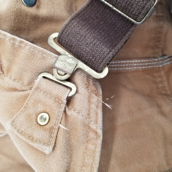 Carhartt USA R01 BRN Duck Bib Overalls Double Knee Unlined 38 x32 Distressed - Picture 13 of 15